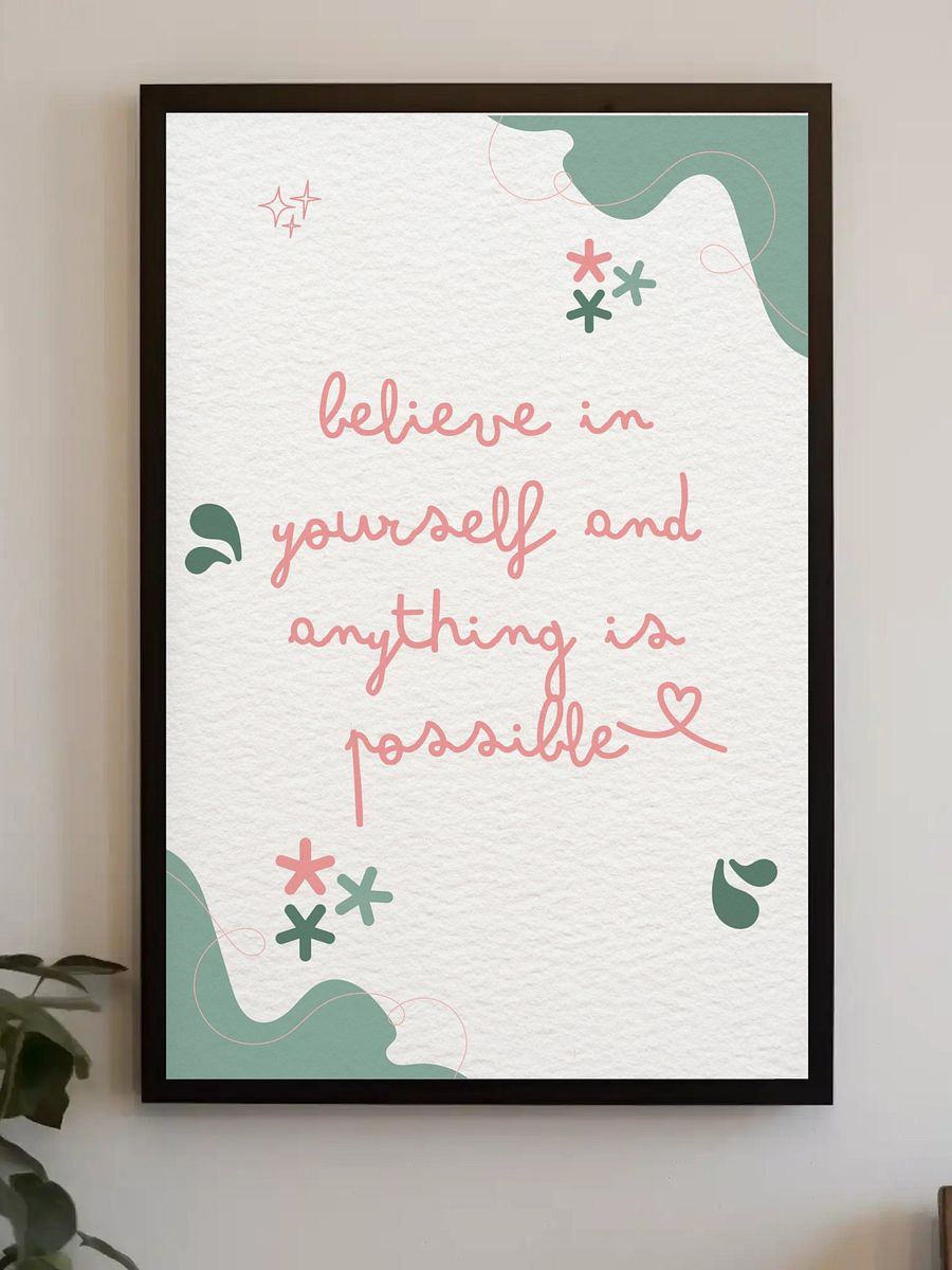 Inspirational Quote Wall Art - 'Believe in Yourself' Motivational Poster, Minimalist Home Decor, Positive Affirmation Print Gift Present product image (3)
