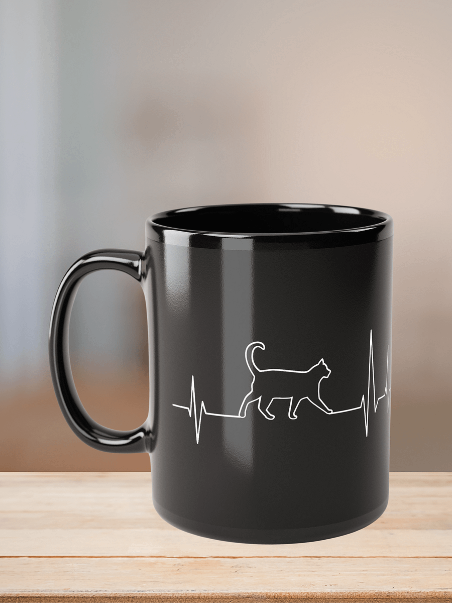 "Cat electrocardiogram" black glossy mug product image (7)