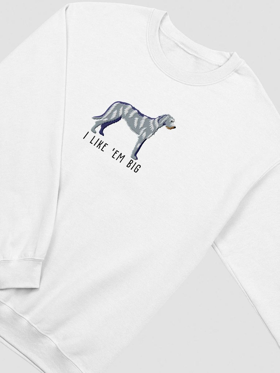 I Like 'Em Big Sweatshirt (Embroidered) of an Irish Wolfhound(Blue/Gray) product image (18)