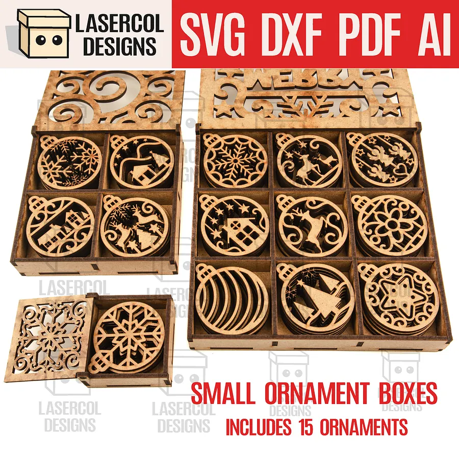 Small Ornaments Boxes - Laser Cut Files product image (1)