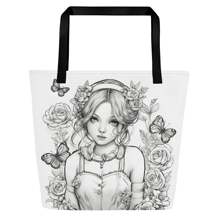 Monochrome Girl, Roses and Butterflies Design Tote Bag product image (5)