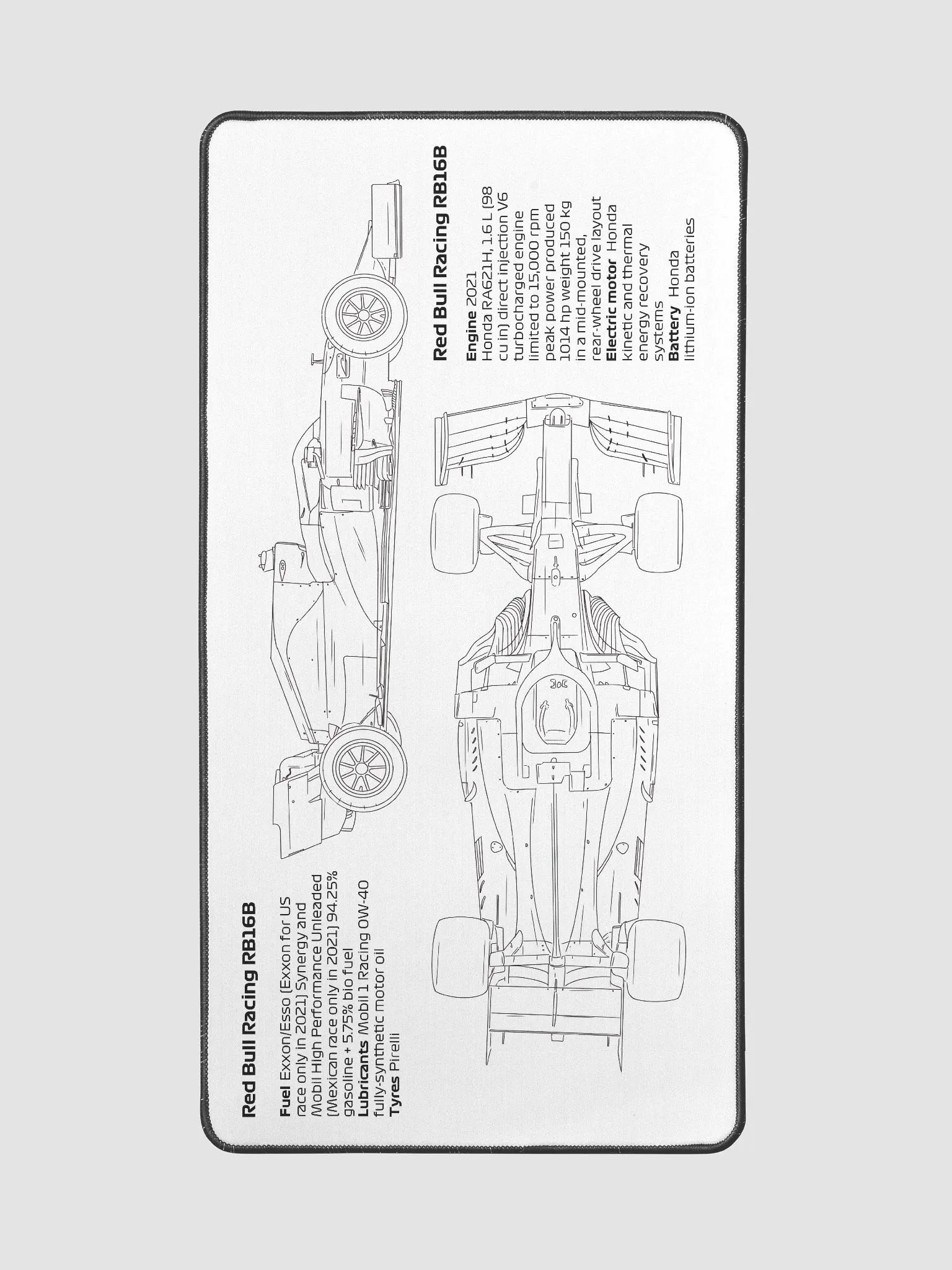 Red Bull Racing RB16B technical blueprint drawing - mouse and keyboard pad product image (2)