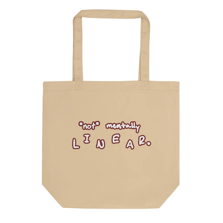 *not* mentally linear (lined design, #6D1616) tote bag product image (4)