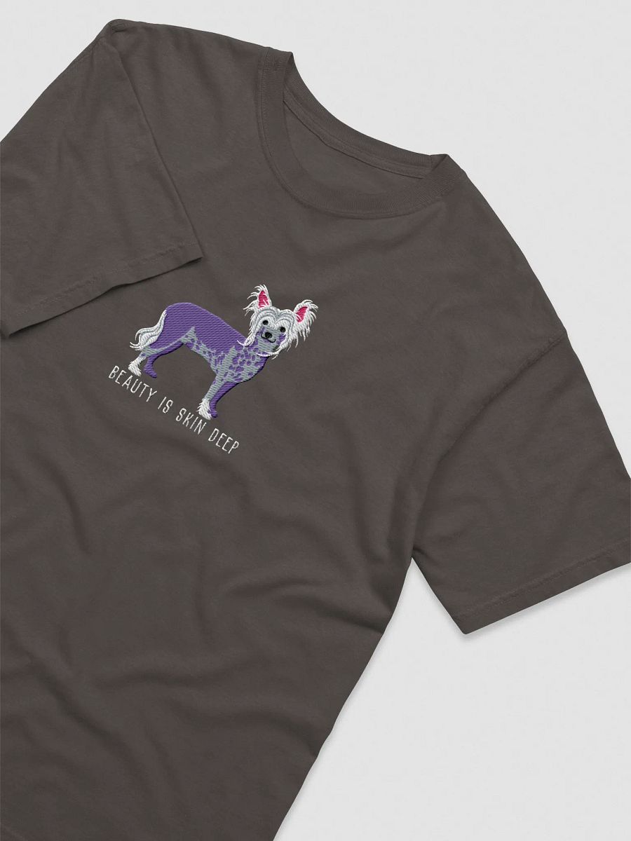 Beauty Is Skin Deep T-Shirt(Embroidered) of a Chinese Crested Dog product image (15)