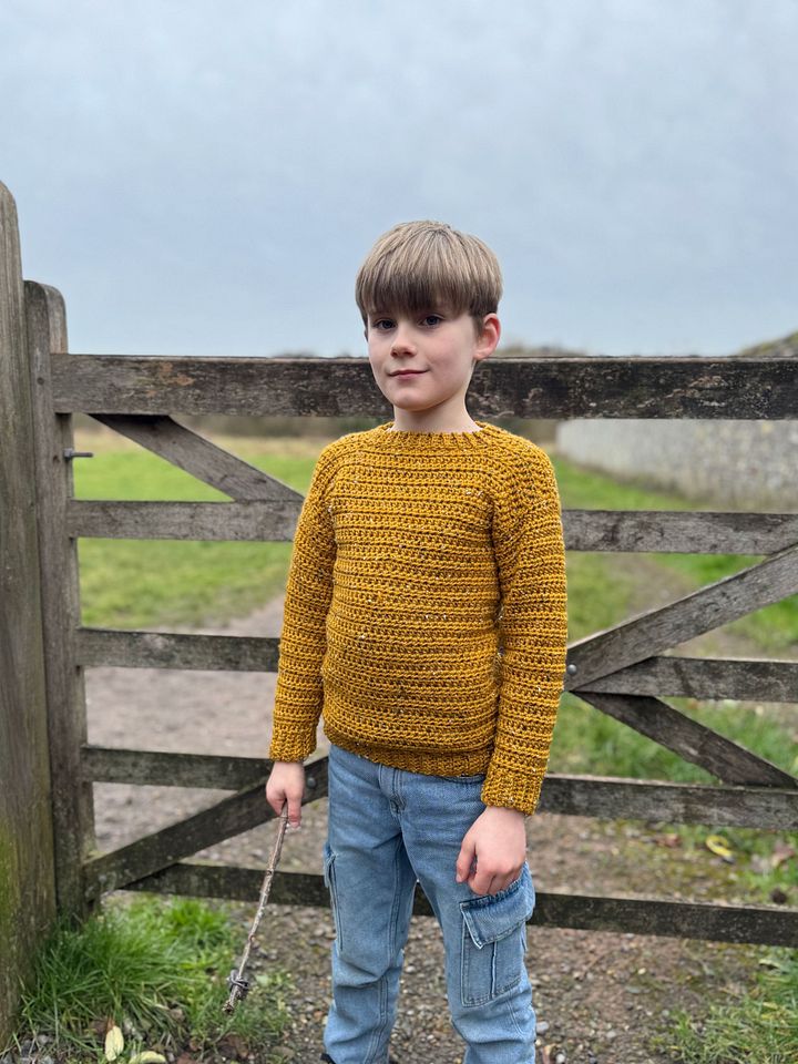CROCHET PATTERN & VIDEO/ Easy Tweedy Beginner Crochet Sweater Pattern, Child Sizes baby to age 10, Pdf product image (1)