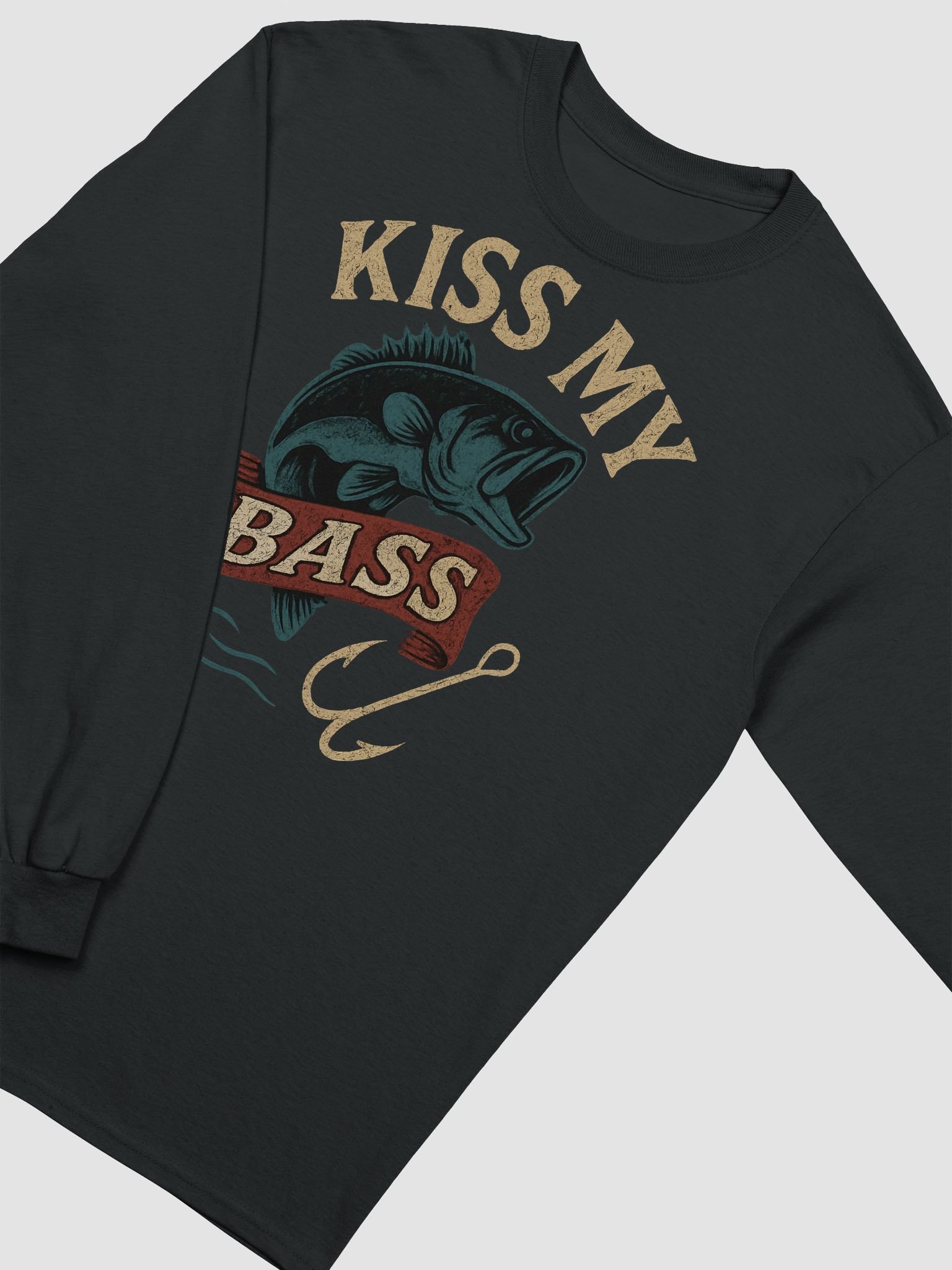 Kiss My Bass Long Sleeve Vintage Fishing Tee product image (23)