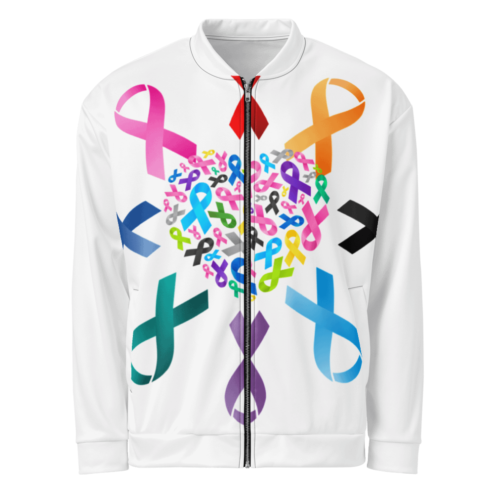 Cancer Awareness Ribbon Heart All-Over Print Bomber Jacket product image (1)