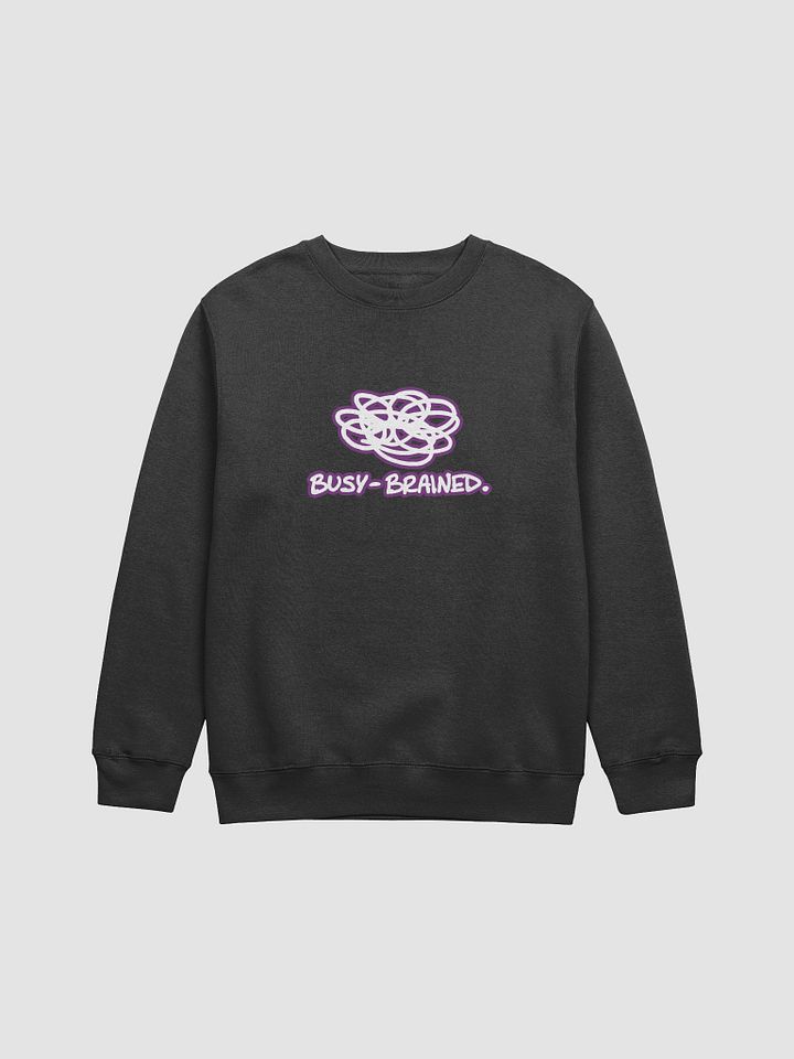 BUSY-BRAINED (lined design, #763D7D) printed crewneck product image (2)