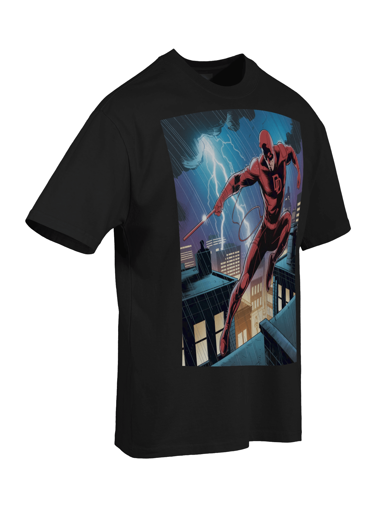 Tempest Veil: Daredevil Lightning Bound Oversized Faded T-Shirt product image (8)