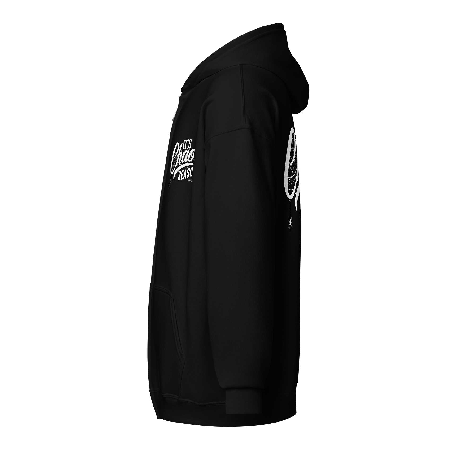 It's Chaos Season Zippered Hoodie (White Text) product image (3)