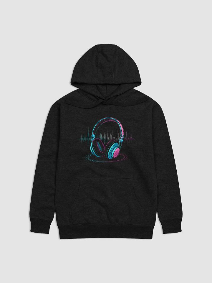 Pixelated Headphones Hoodie with Glowing Sound Waves – Perfect for Gamers and Music Lovers product image (1)