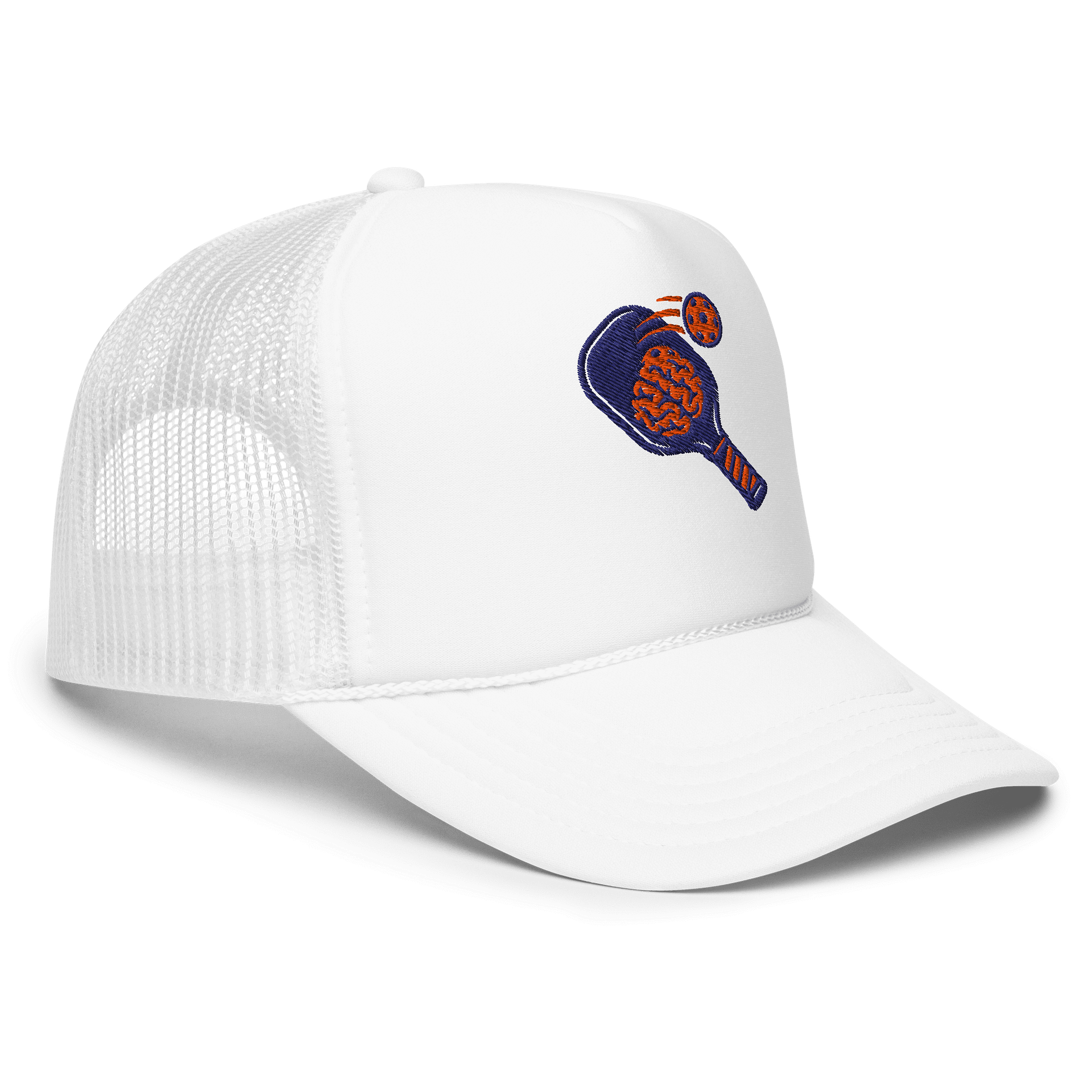 Pickleball Brain Power Hat – White Unisex Adjustable Cap with Paddle & Brain Smash Design product image (3)