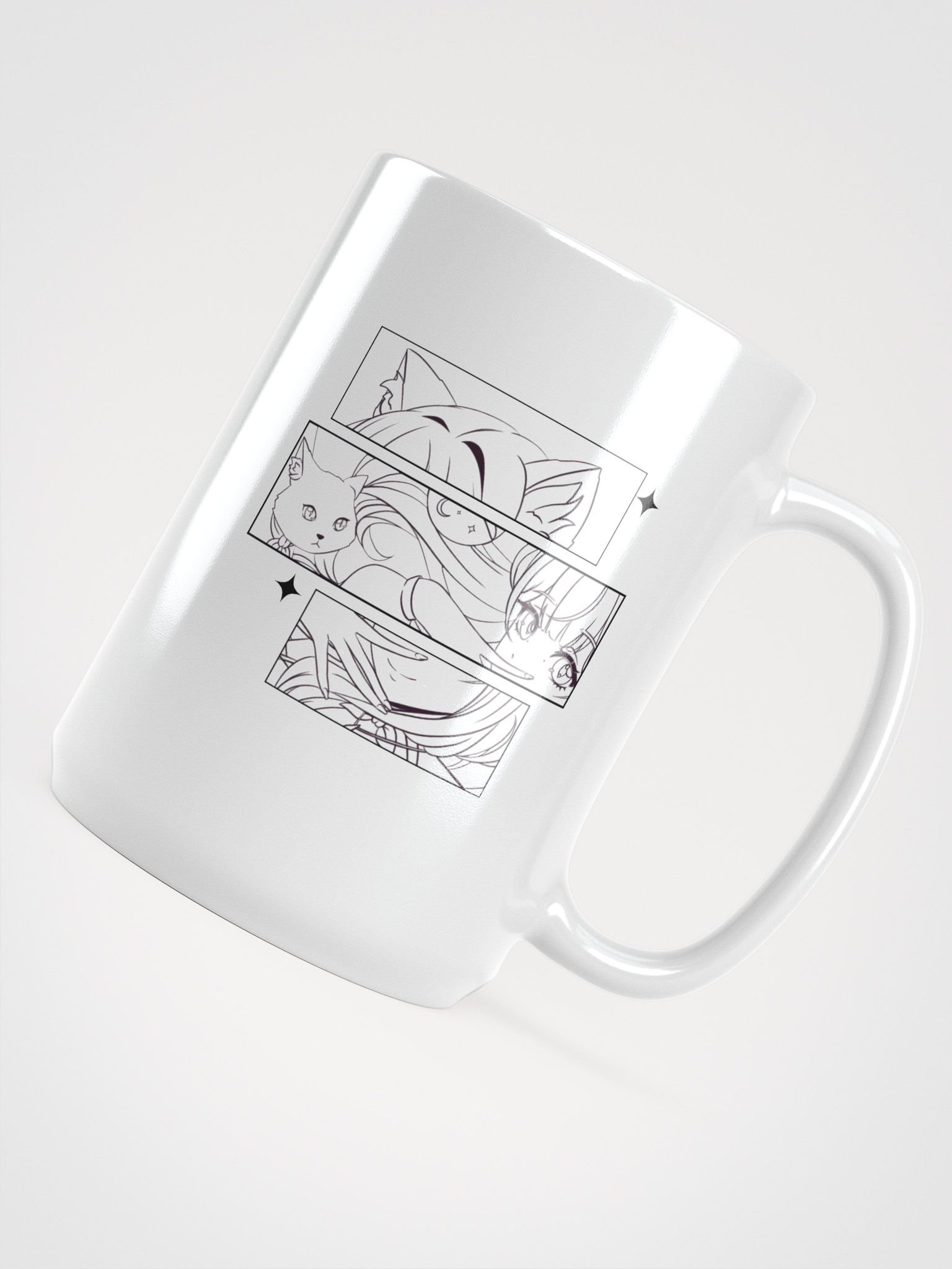 Manga Cat Ears White Glossy Mug product image (4)