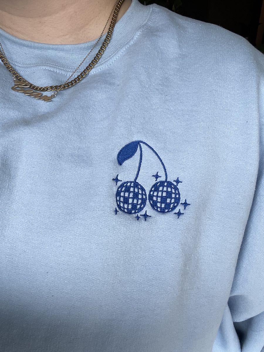 [blue] disco ball cherries embroidered crewneck product image (2)