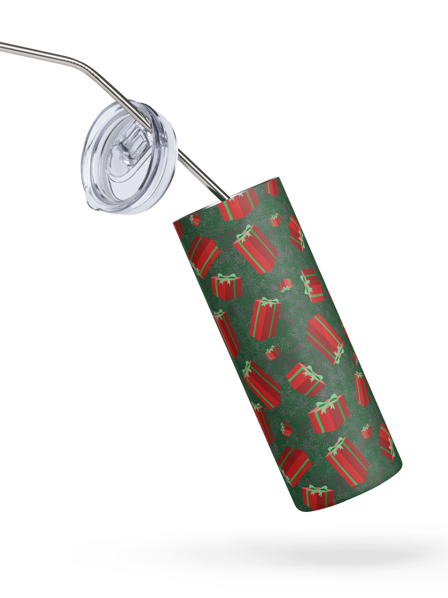 Retro Floating Red Presents Stainless Steel Tumbler with Straw product image (2)