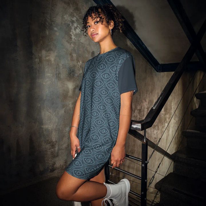 Boho Celestial Eyes Stars & Moons T-Shirt Dress product image (1)
