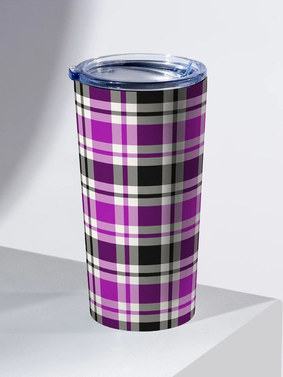 Purple, Black, and White Plaid Travel Tumbler product image (1)