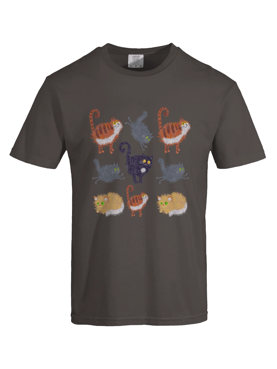 Funny Cat Pattern T-Shirt – Relaxed Fit Heavyweight Unisex Cotton T-Shirt product image (1)