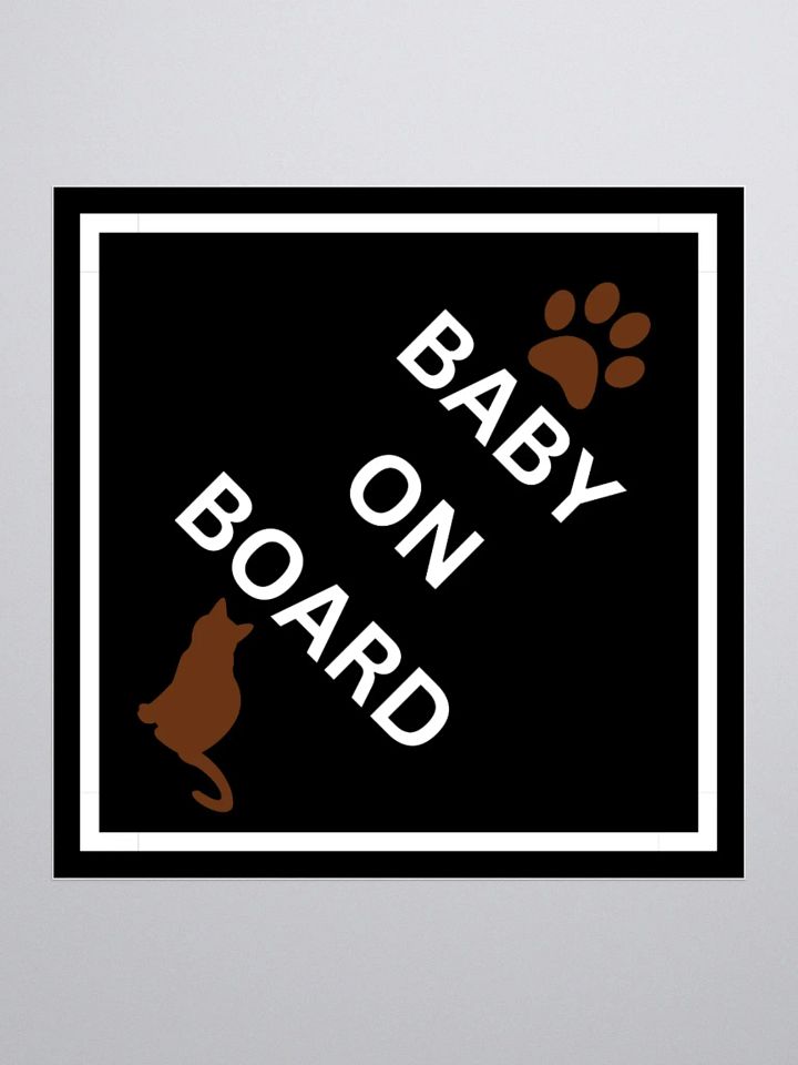 Cat Baby on Board Sticker - Brown on Black product image (1)
