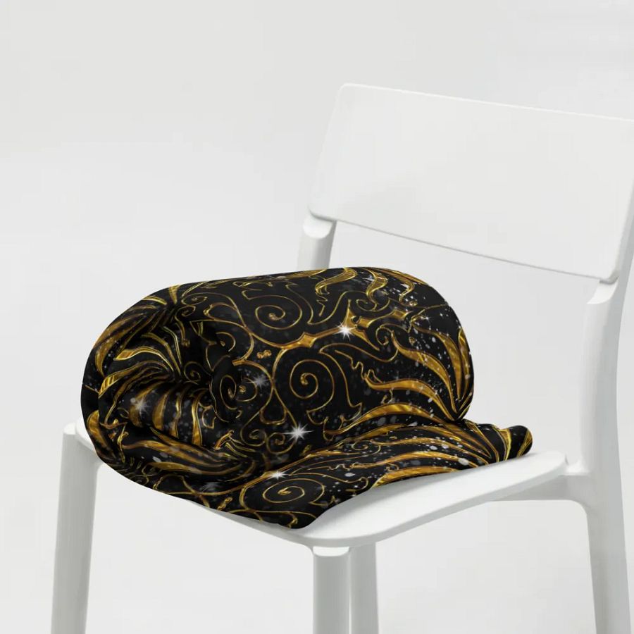 Black and Gold Victorian Sparkle Throw Blanket product image (19)