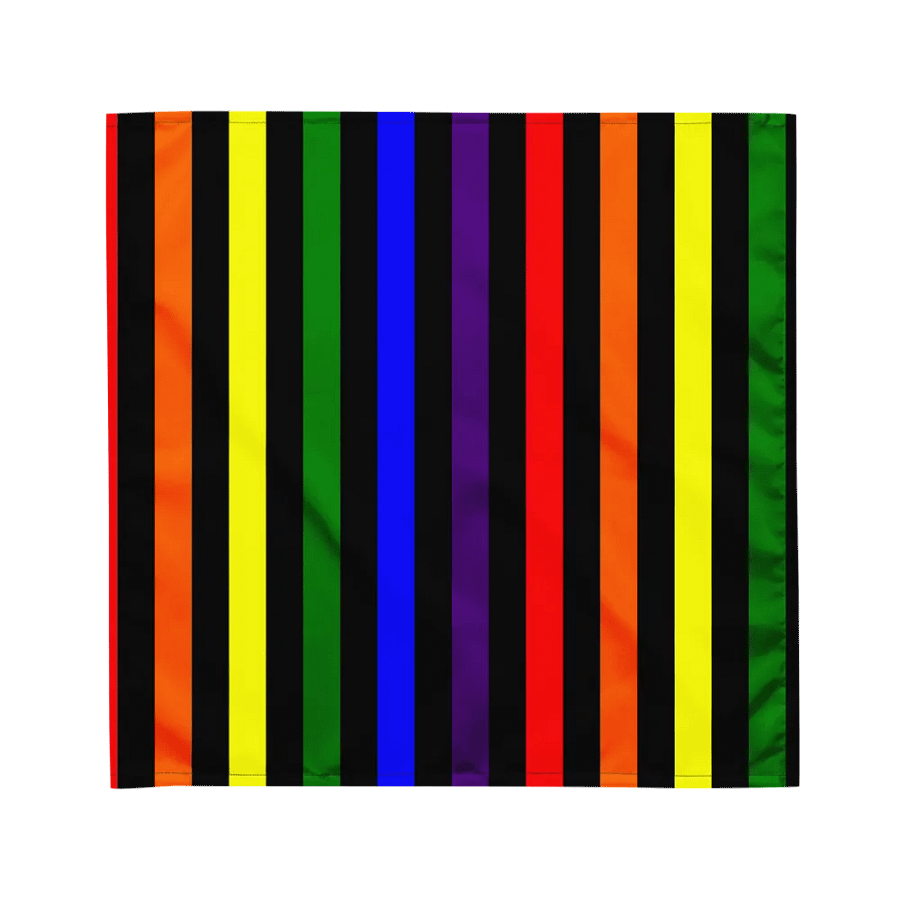 Twisted Rainbow Black Stripes Bandana, Colorful Queer Pride Accessory product image (3)