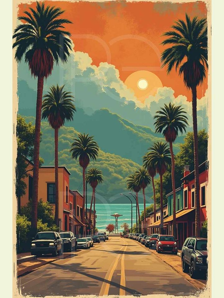 Palm-Lined Coastal Avenue - 12x18 product image (1)