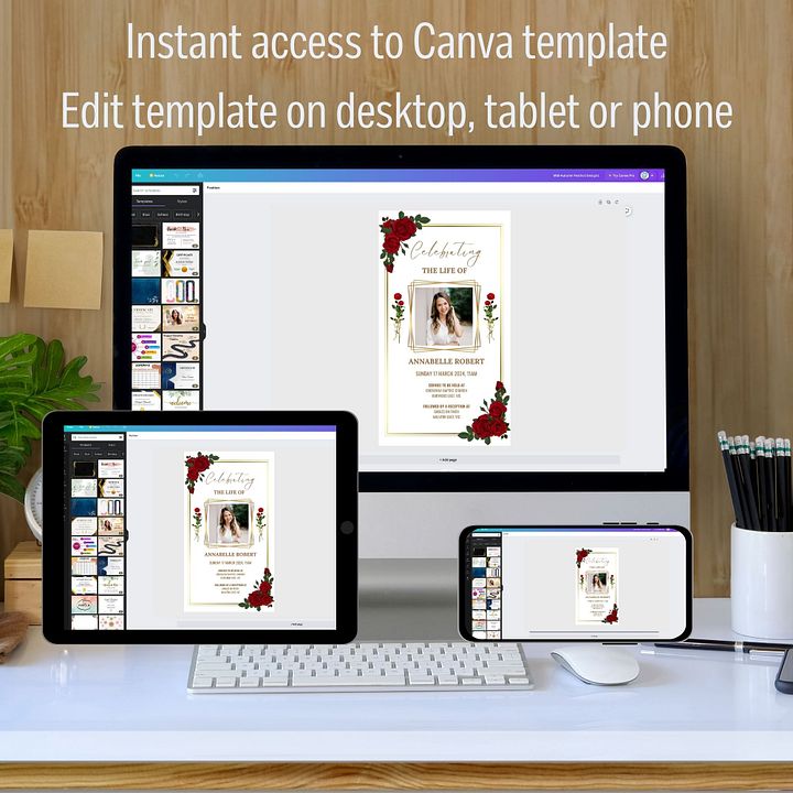 Red Roses Evite Canva Template product image (2)