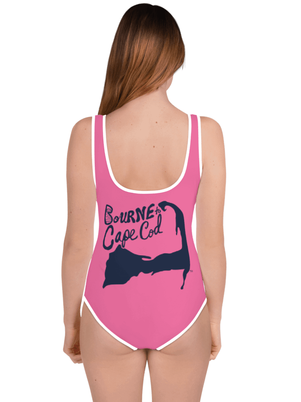 💖Girls' | Youth | Pink Power Wave | BRN.2C.C.™ | Swimsuit 👙| Navy Blue Logos product image (1)