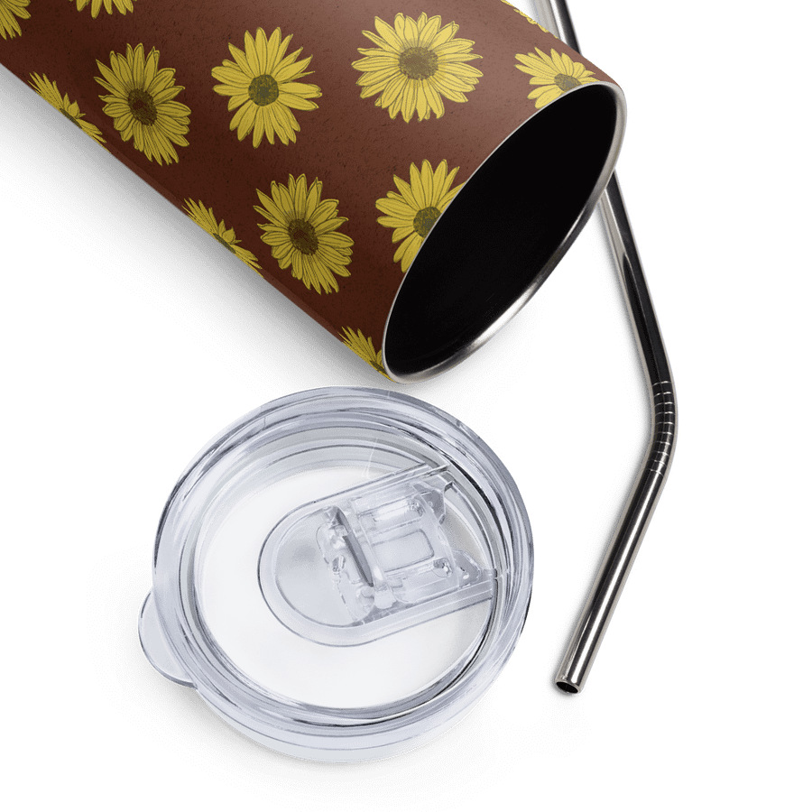 “Helianthus Sunflower Polka Dot” 20-ounce Stainless Steel Tumbler with Straw product image (5)