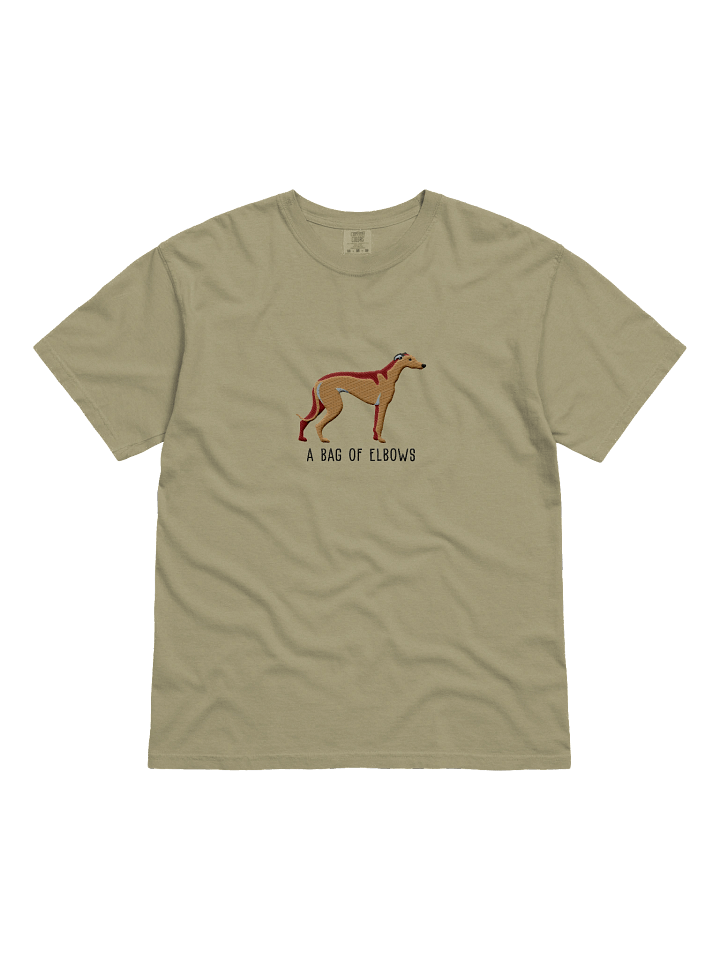 A Bag of Elbows T-Shirt(Embroidered) of a Greyhound(Tan) product image (4)