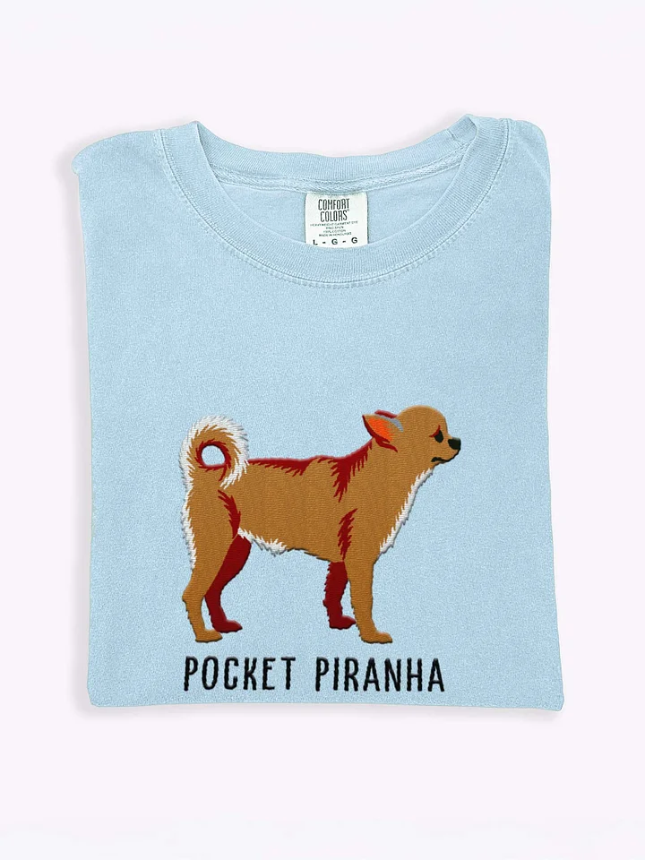 Pocket Piranha T-Shirt(Embroidered) of a Chihuahua(Tan) product image (1)