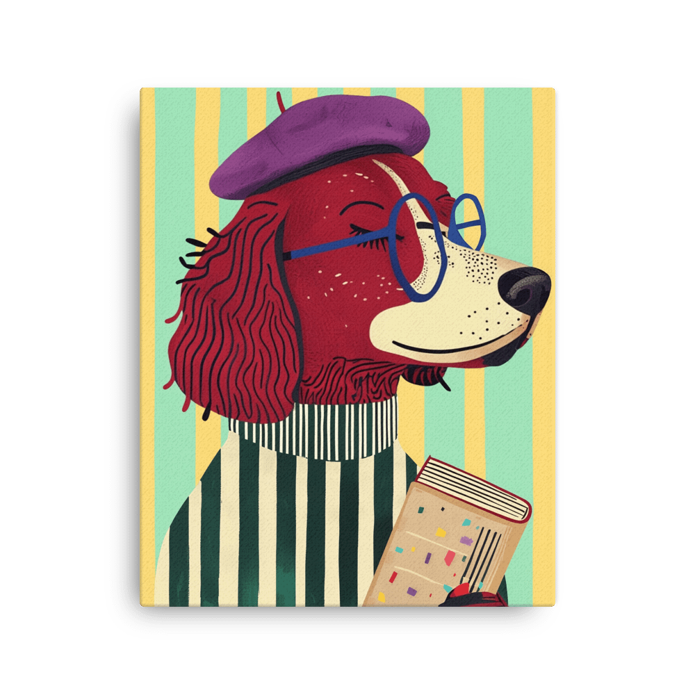 Reading Dog Art Print – Thin Frame Canvas product image (1)
