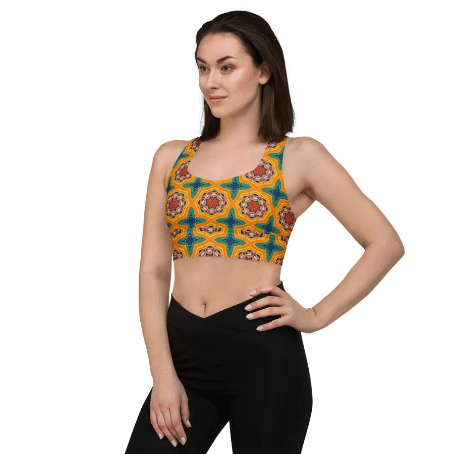 Yellow Bloom Longline Sporty Bra product image (3)