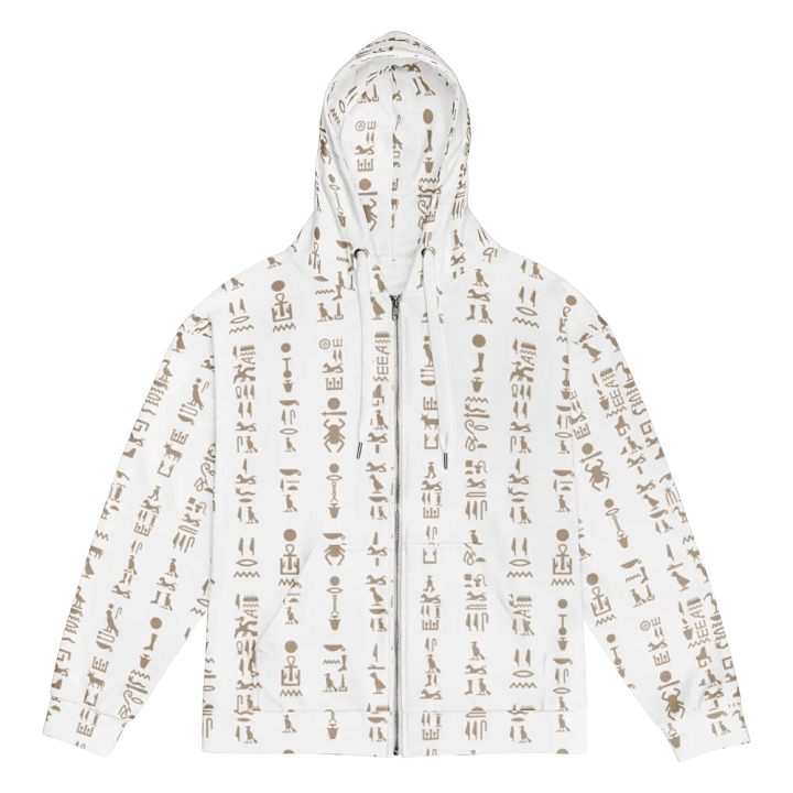 Isis White Hieroglyphs Detail Unisex Zip Hoodie product image (1)