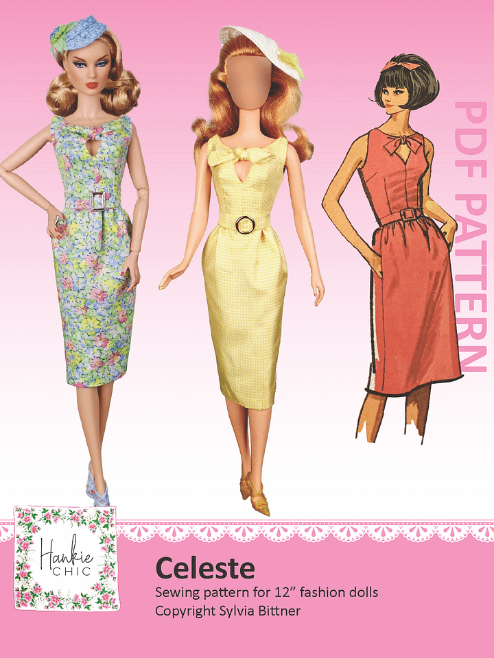 Celeste sewing pattern for 12" fashion dolls product image (1)