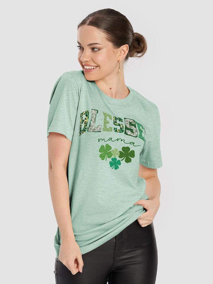 St Patricks Day Blessed Mama Shirt - Clover t-shirt for Mother of four product image (5)