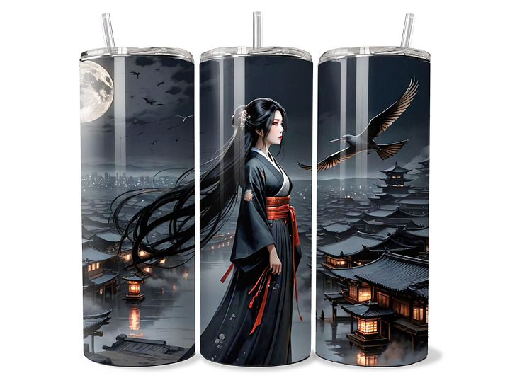 Moonlit Serenity Geisha Tumbler - 20oz Stainless Steel product image (1)