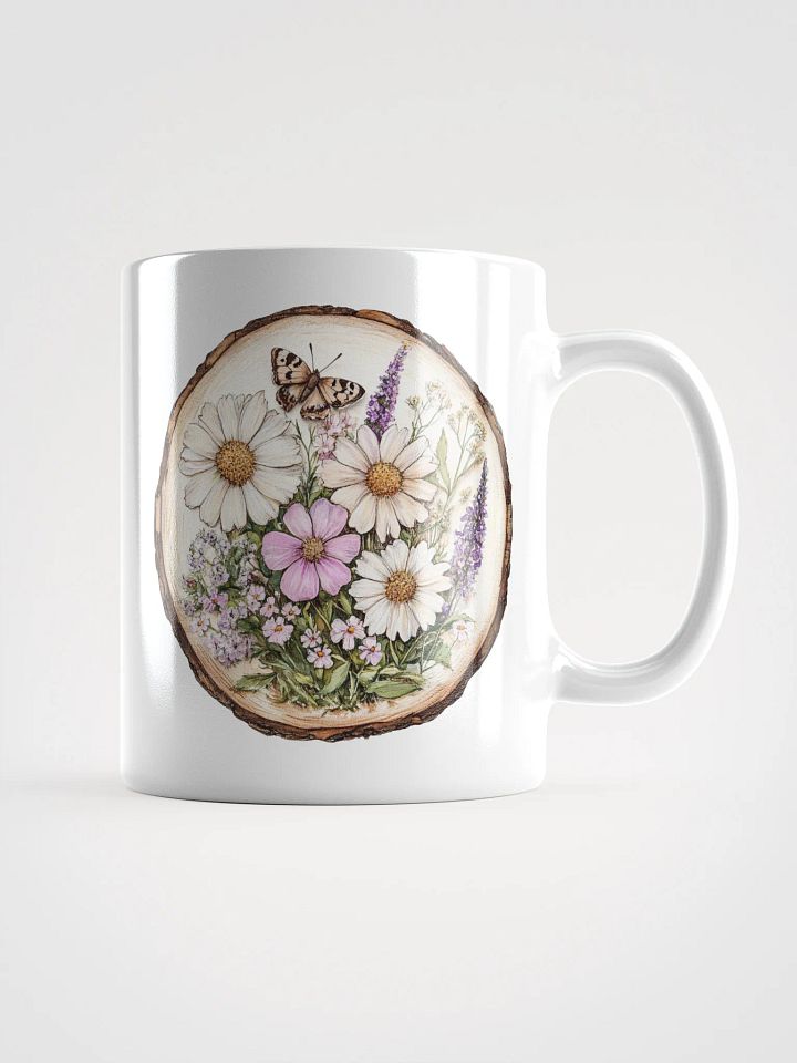 Butterfly Wildflower Round Wood Art Mug product image (1)