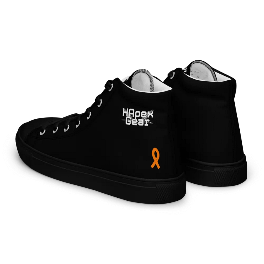 White HApex Gear White Logo Cancer Awareness Orange Ribbon. Black Women's High Top Canvas Shoes product image (6)