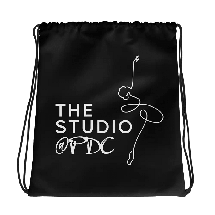 Drawstring Dance Bag | Black with White Logo product image (1)