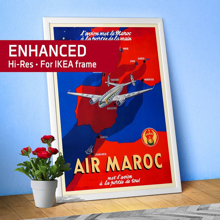 Morocco, Air Maroc, 1950 — retro travel poster, vintage travel print product image (1)