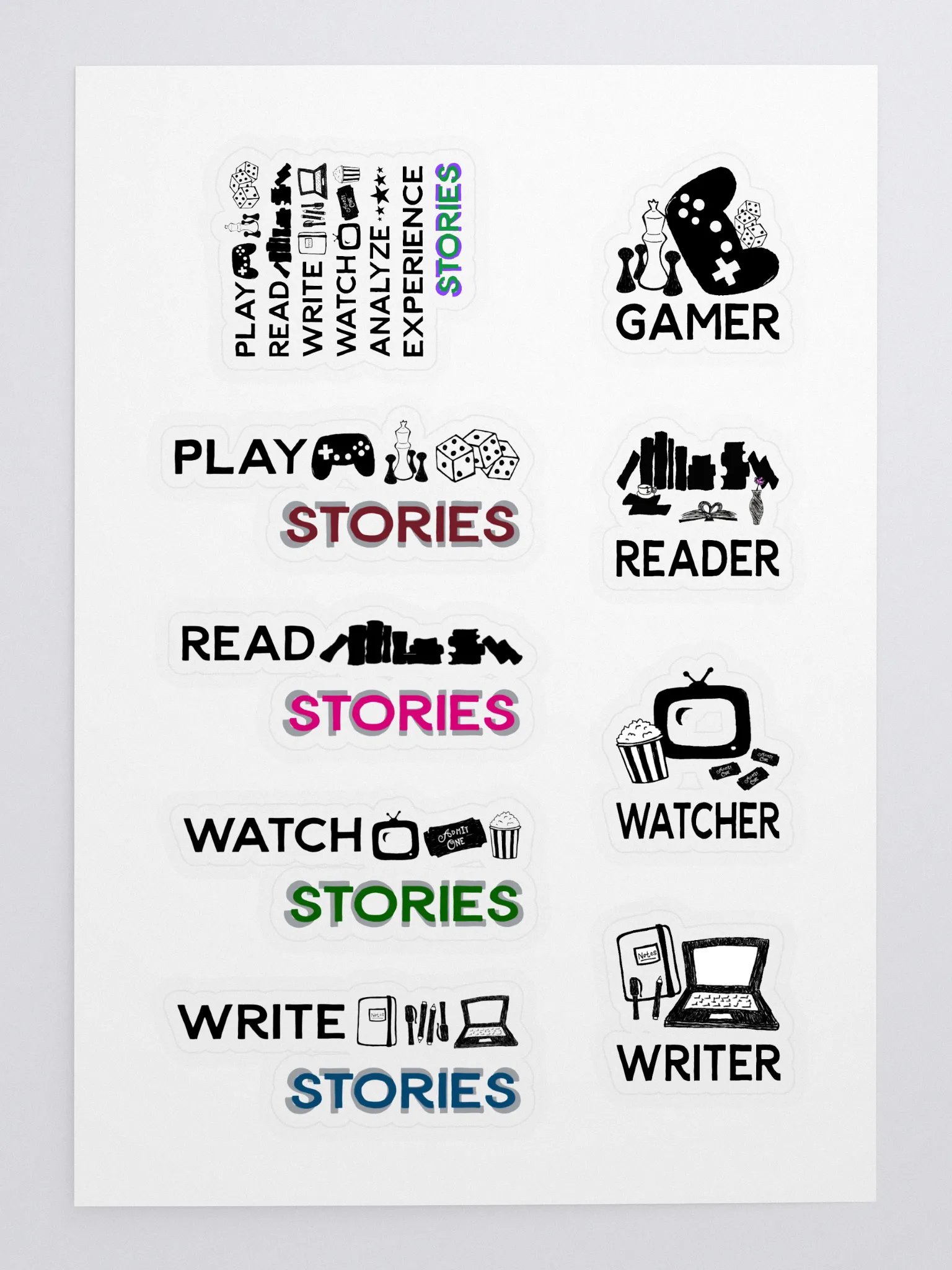 Experience Stories Sticker Sheet (Blue, Pink, Green, Red, Purple, Gray, Black and White) product image (3)