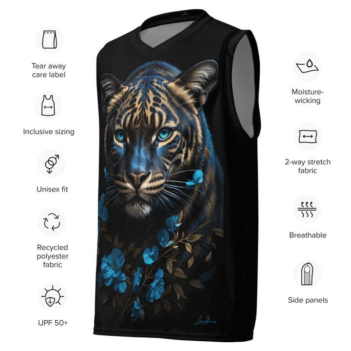 Majestic Tiger Eyes Blue - Unisex Basketball Jersey UPF50+ protection product image (2)