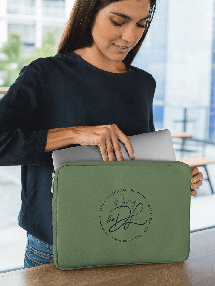 Premium Green Laptop Sleeve – Working The Dream Life | Sleek, Protective & Leadership-Ready (13” & 15”) product image (2)