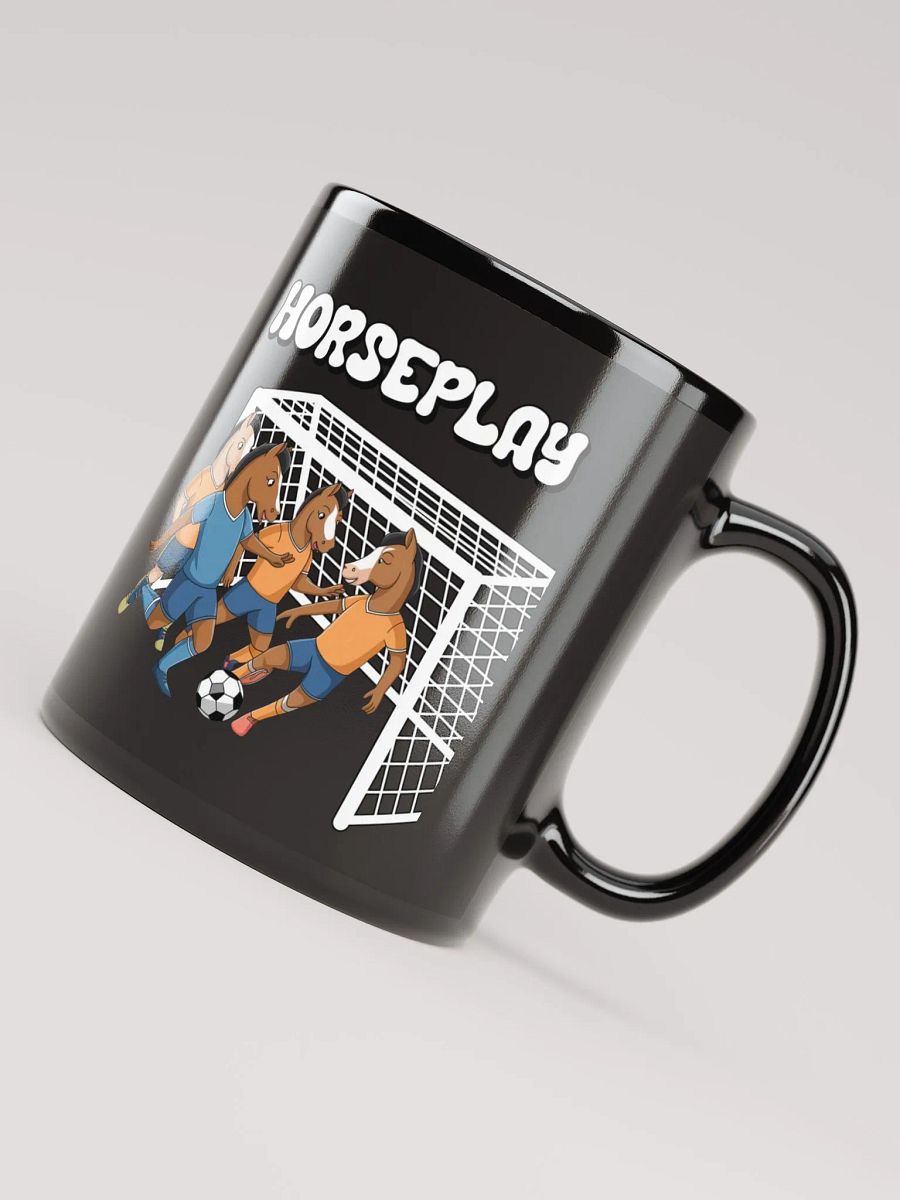 Horseplay - Horses Playing Soccer - Funny Wordplay Black Coffee Mug product image (12)