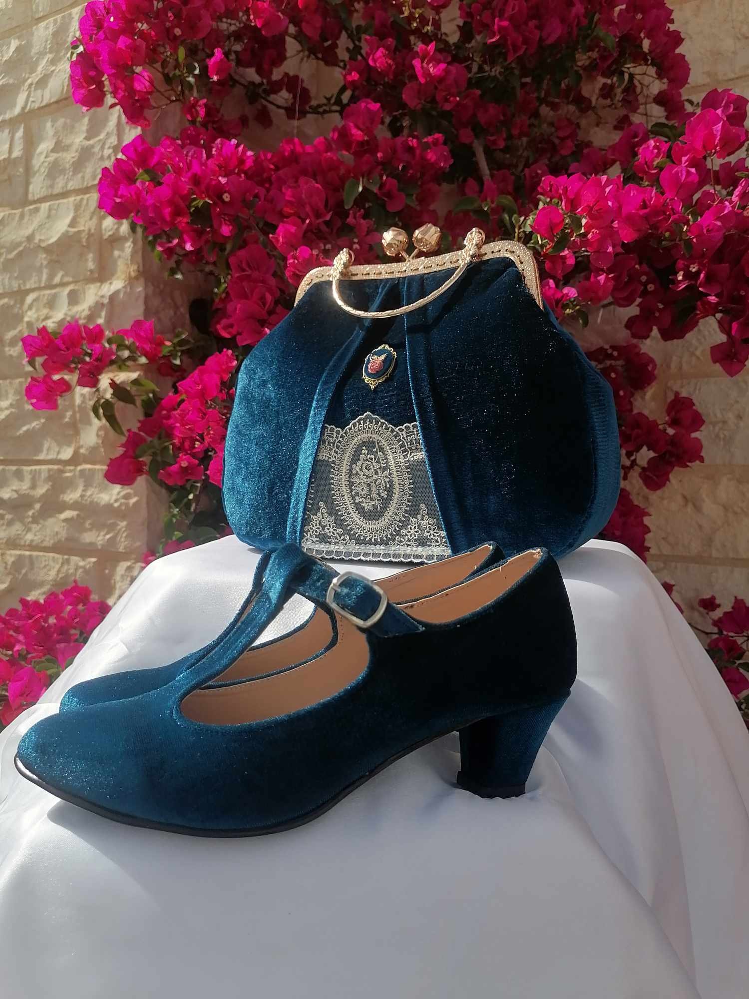 Velvet teal handbag product image (3)