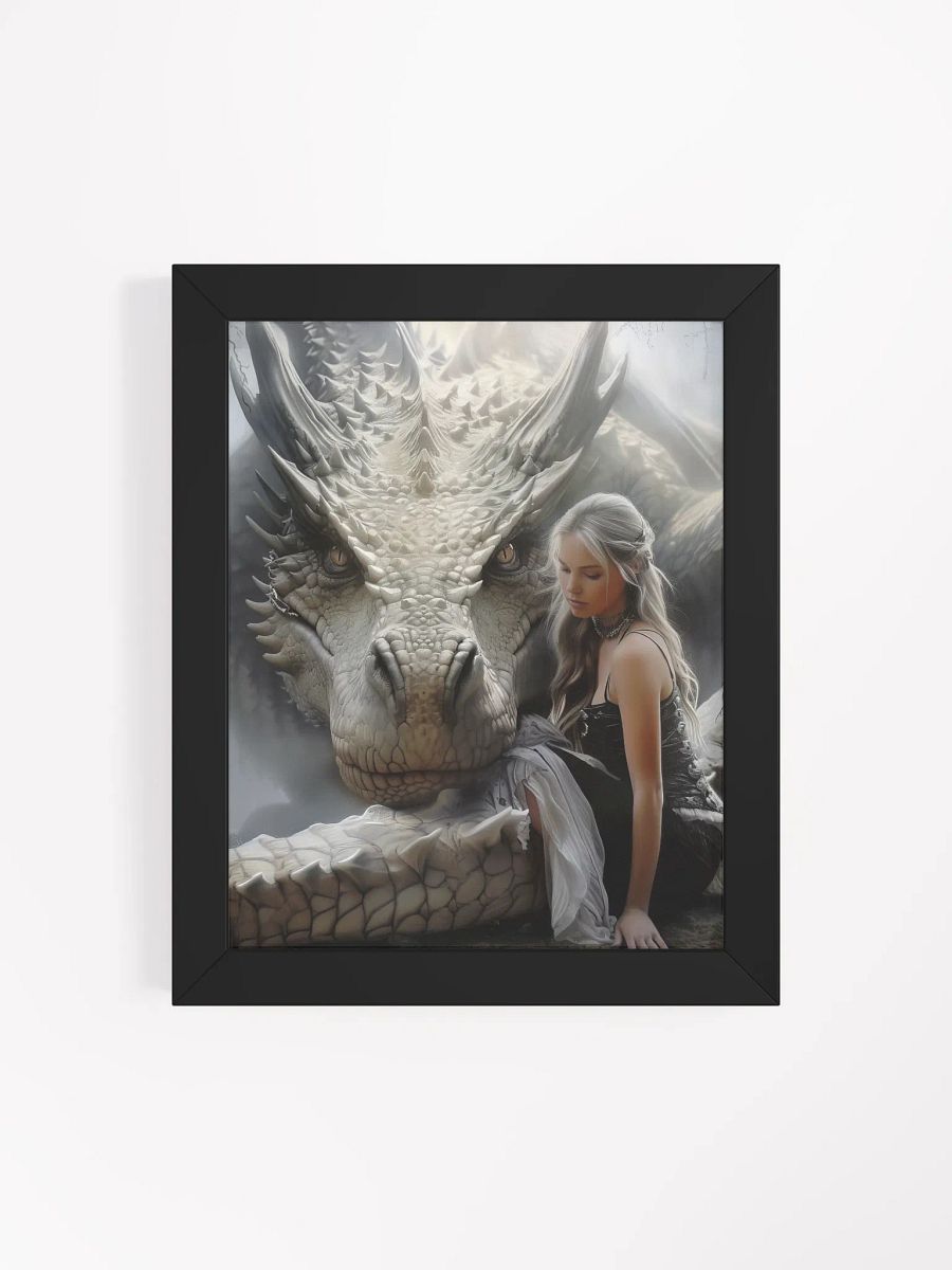 Girl with her white dragon - Framed High Quality Matte Poster product image (23)