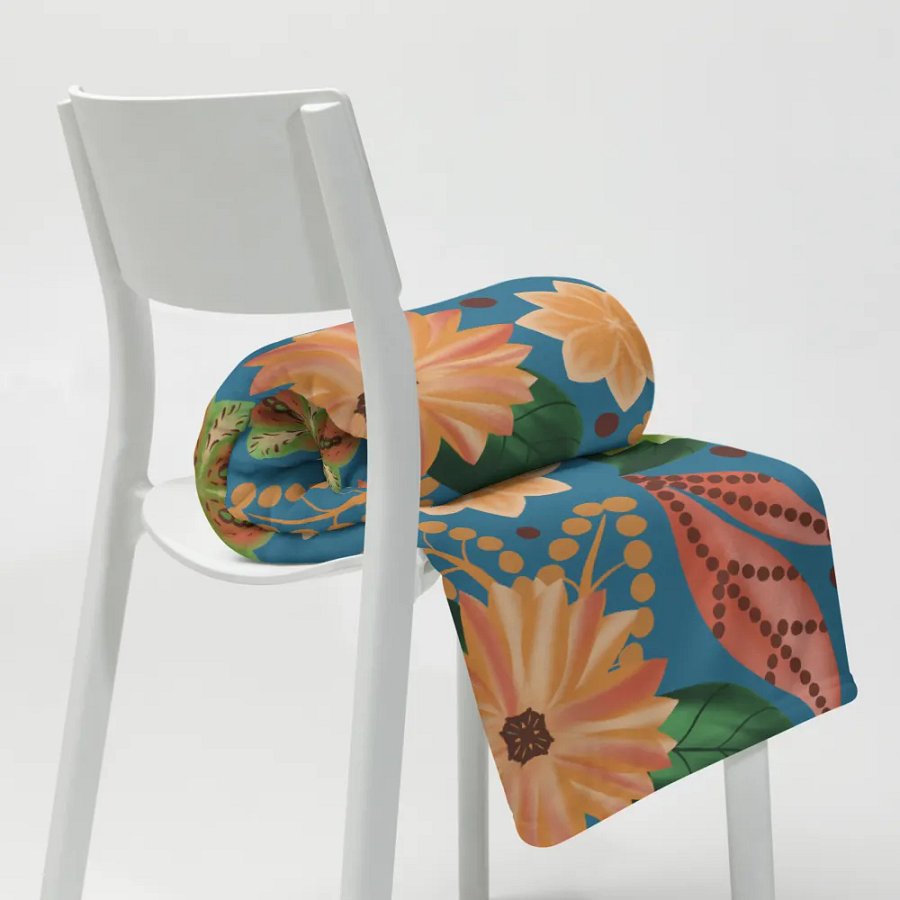 El Yunque Blue Floral Blanket product image (20)