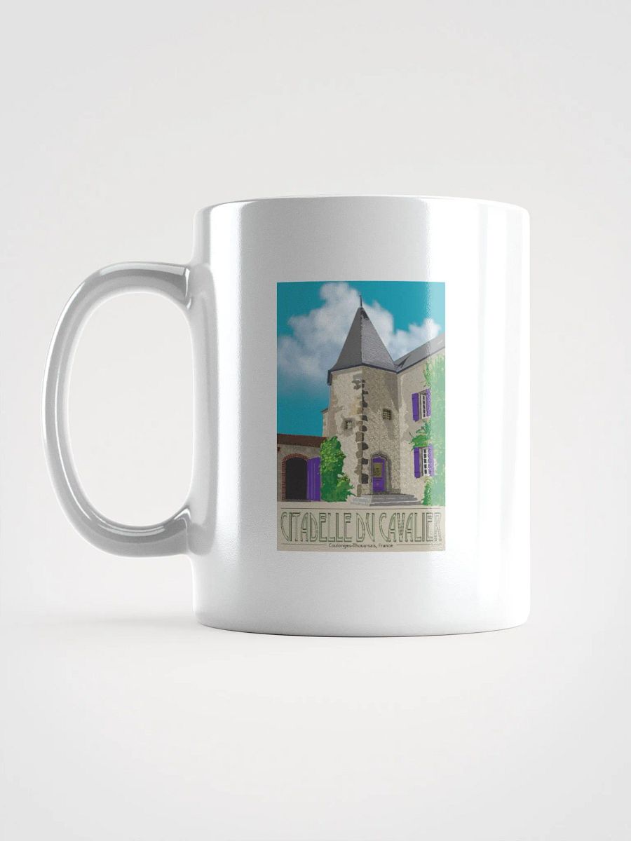 White Glossy Mug with Château illustration product image (6)