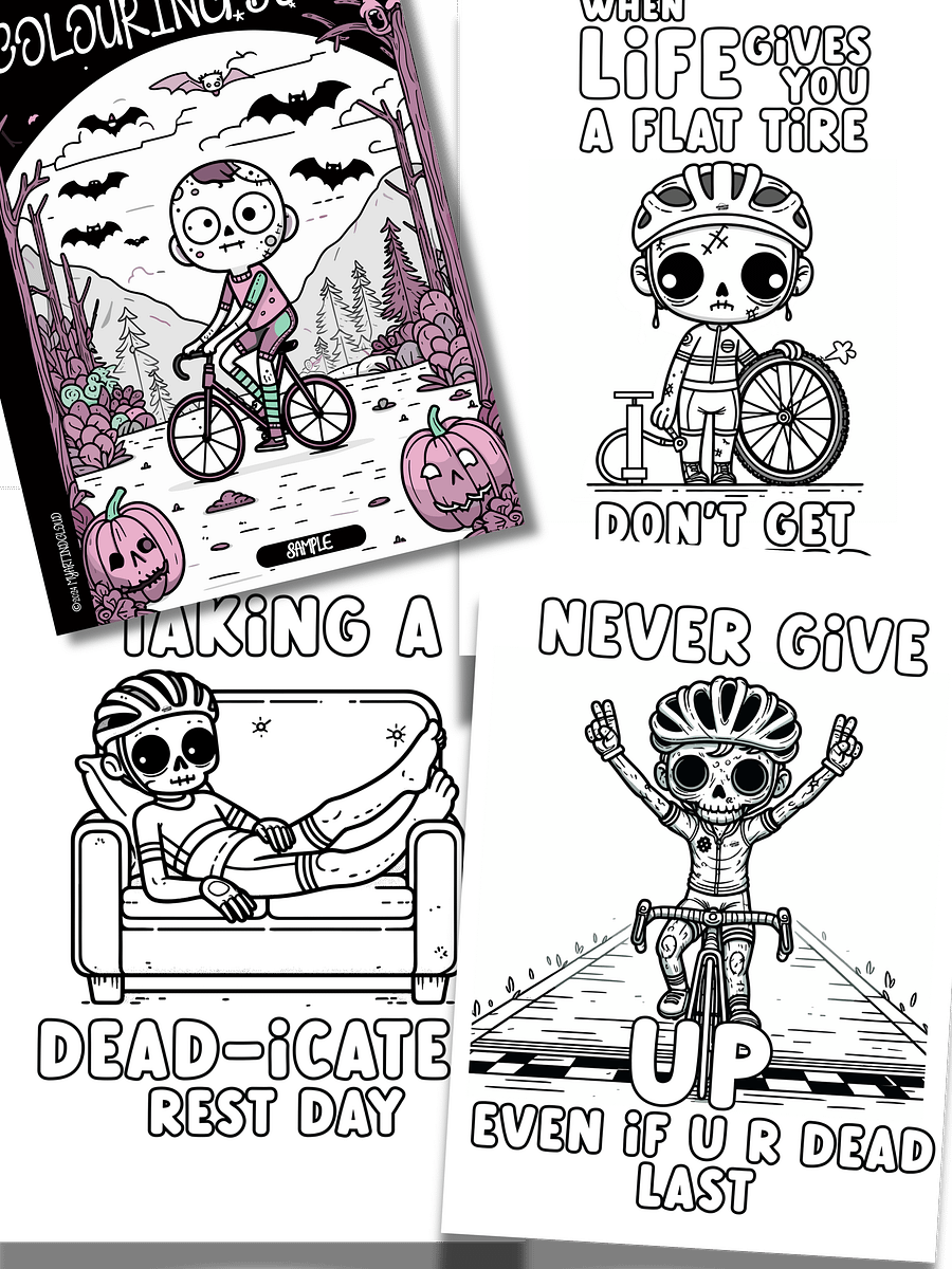 Free Zombie cyclist colouring pages product image (1)
